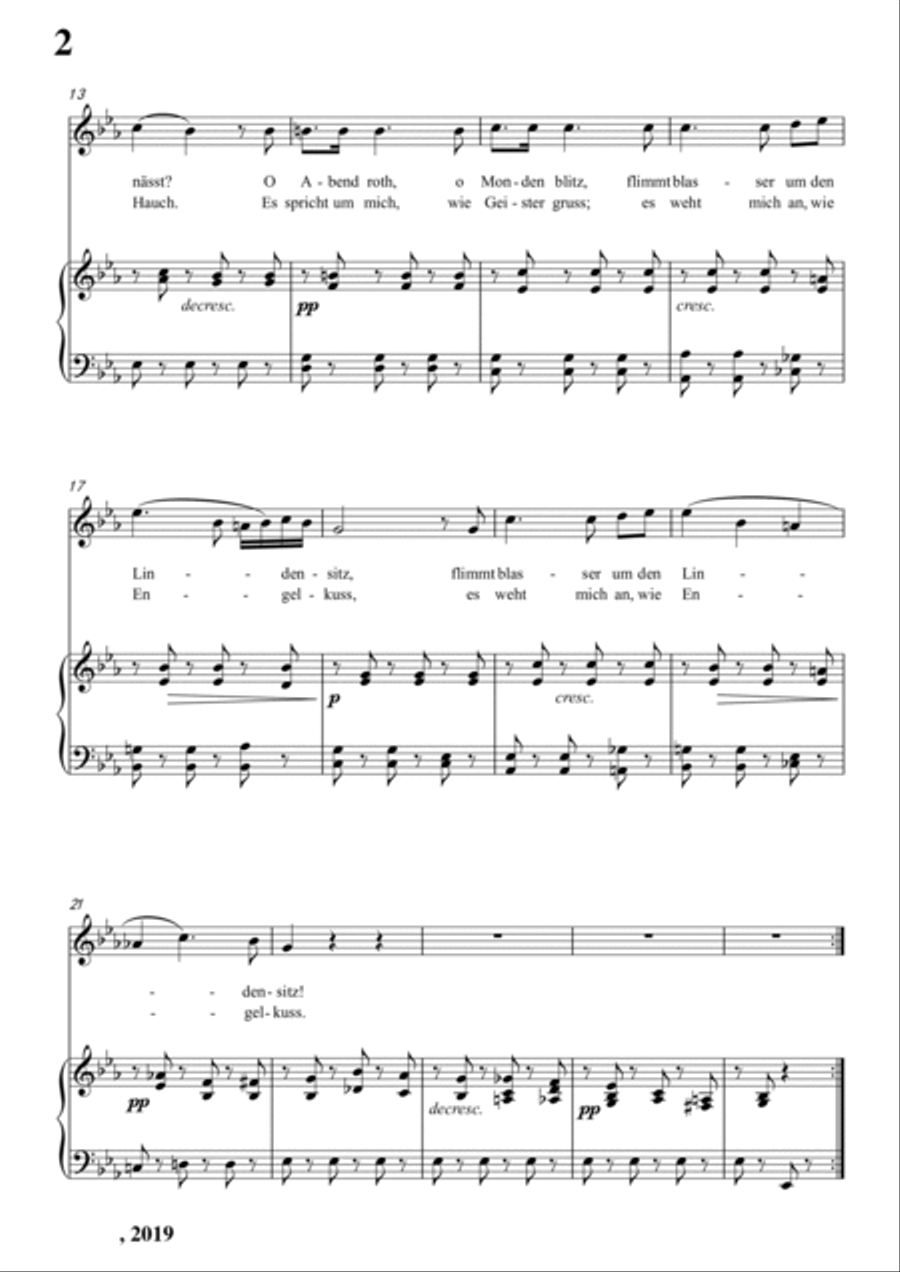 Schubert-Abends unter der Linde,D.235 in bE for Vocal and Piano Voice scores gallery preview page 3