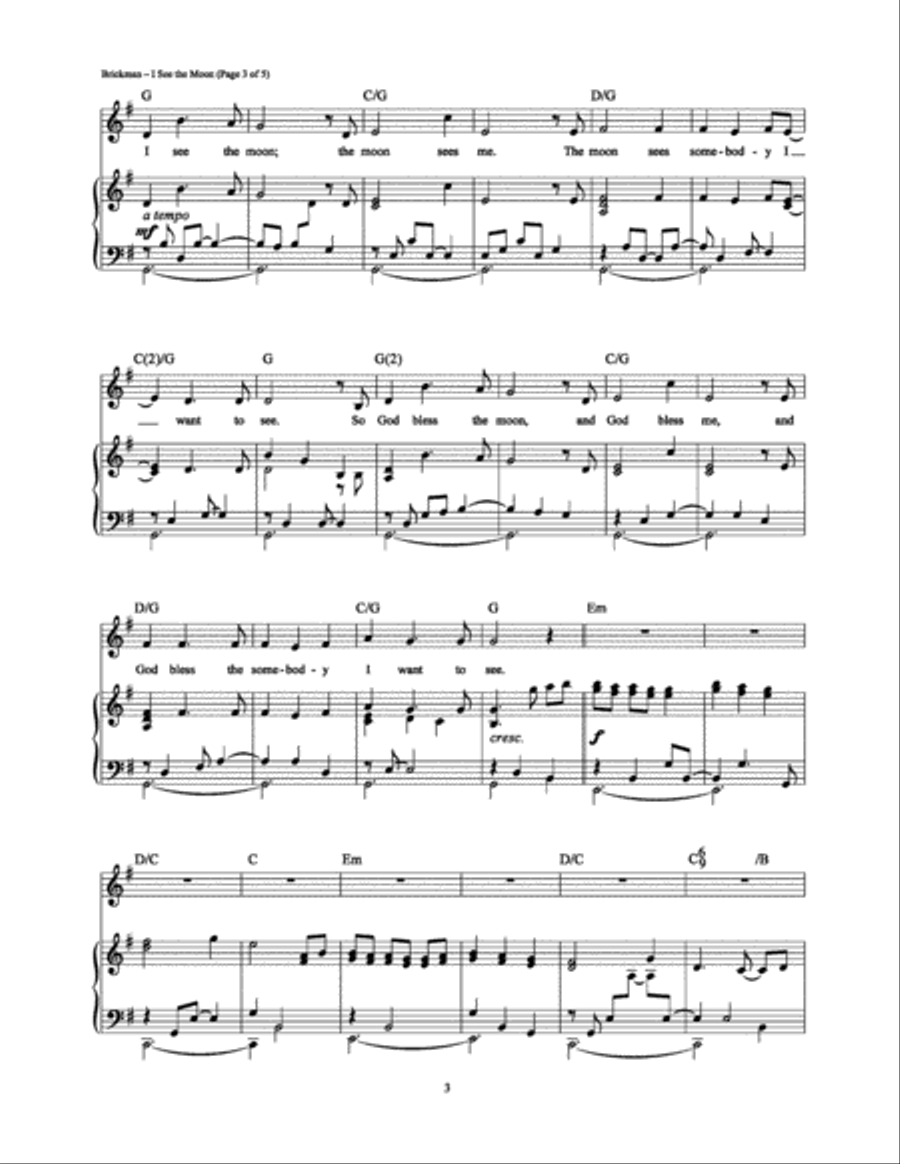 I See the Moon Piano, Vocal, Guitar scores gallery preview page 3