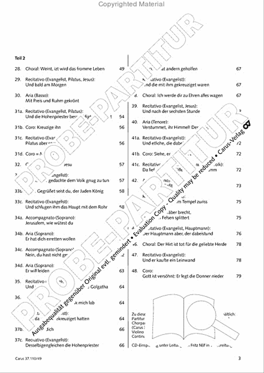 Markuspassion. Werkausgabe Reihe 1, Bd. 7 (Homilius) Organ scores gallery preview page 4