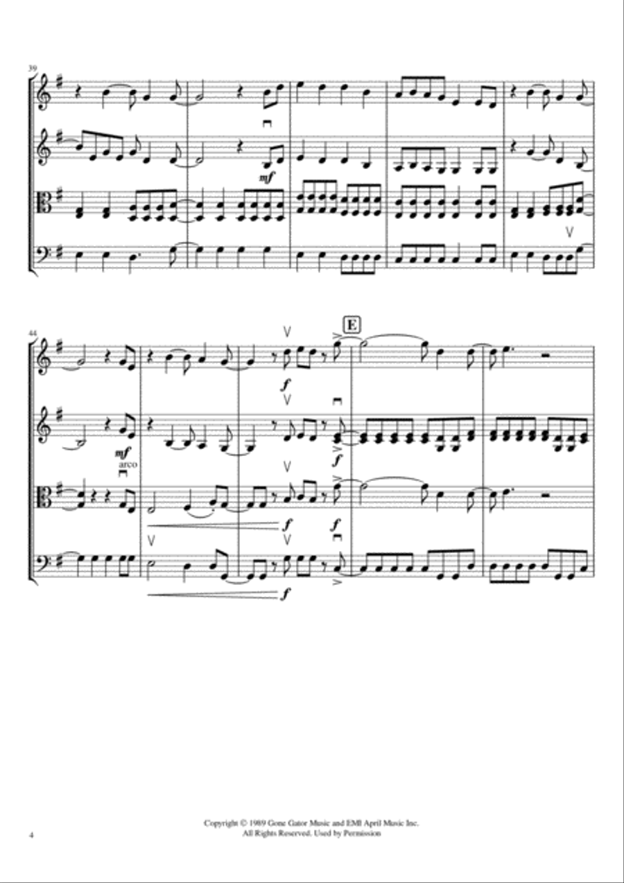I Won't Back Down String Quartet scores gallery preview page 4