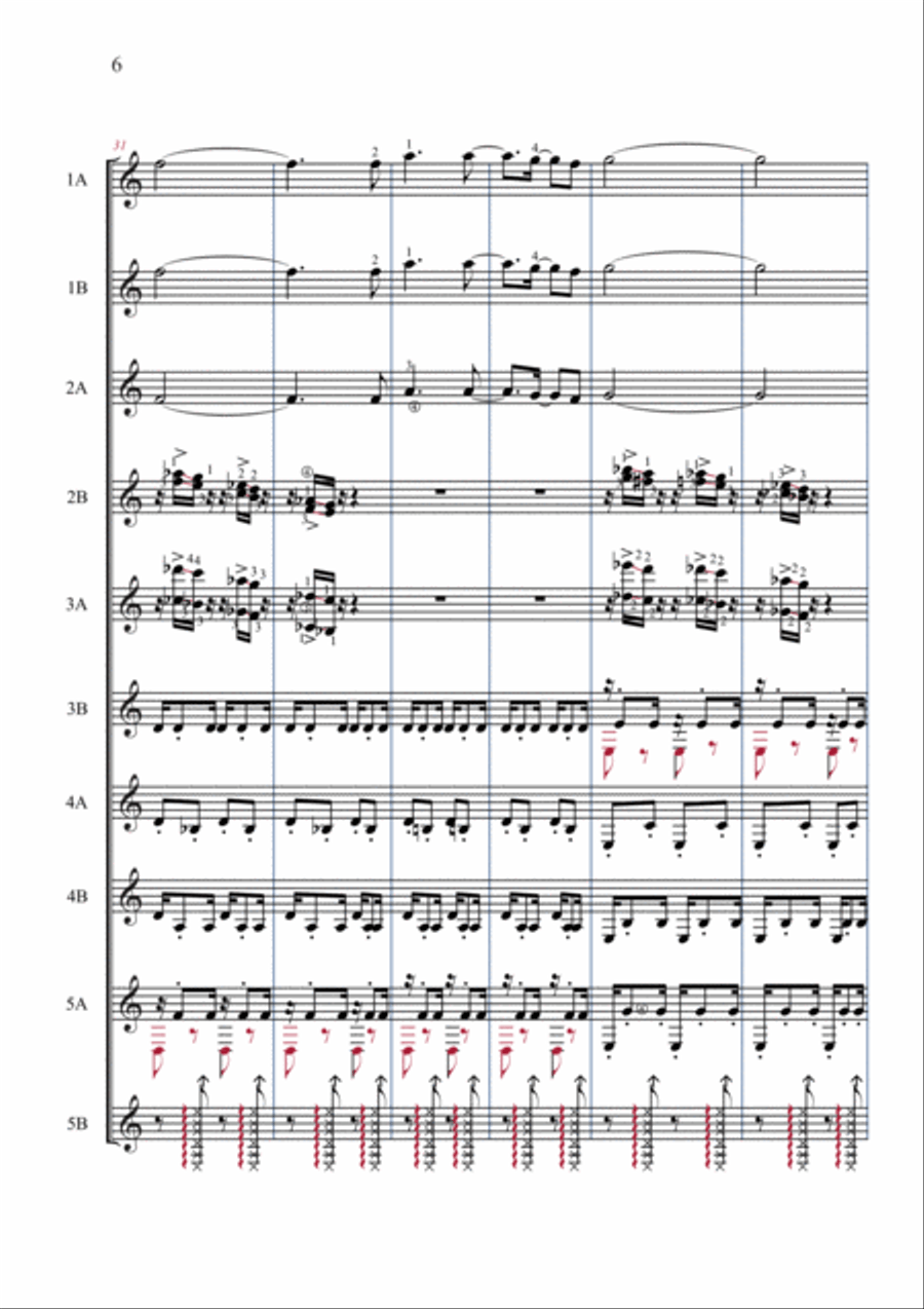 Toccata (The little Train of the caipira) Guitar Ensemble scores gallery preview page 6