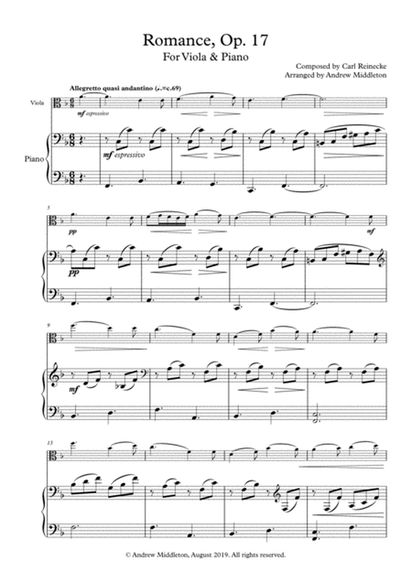 Romance Op. 17 arranged for Viola and Piano image number null