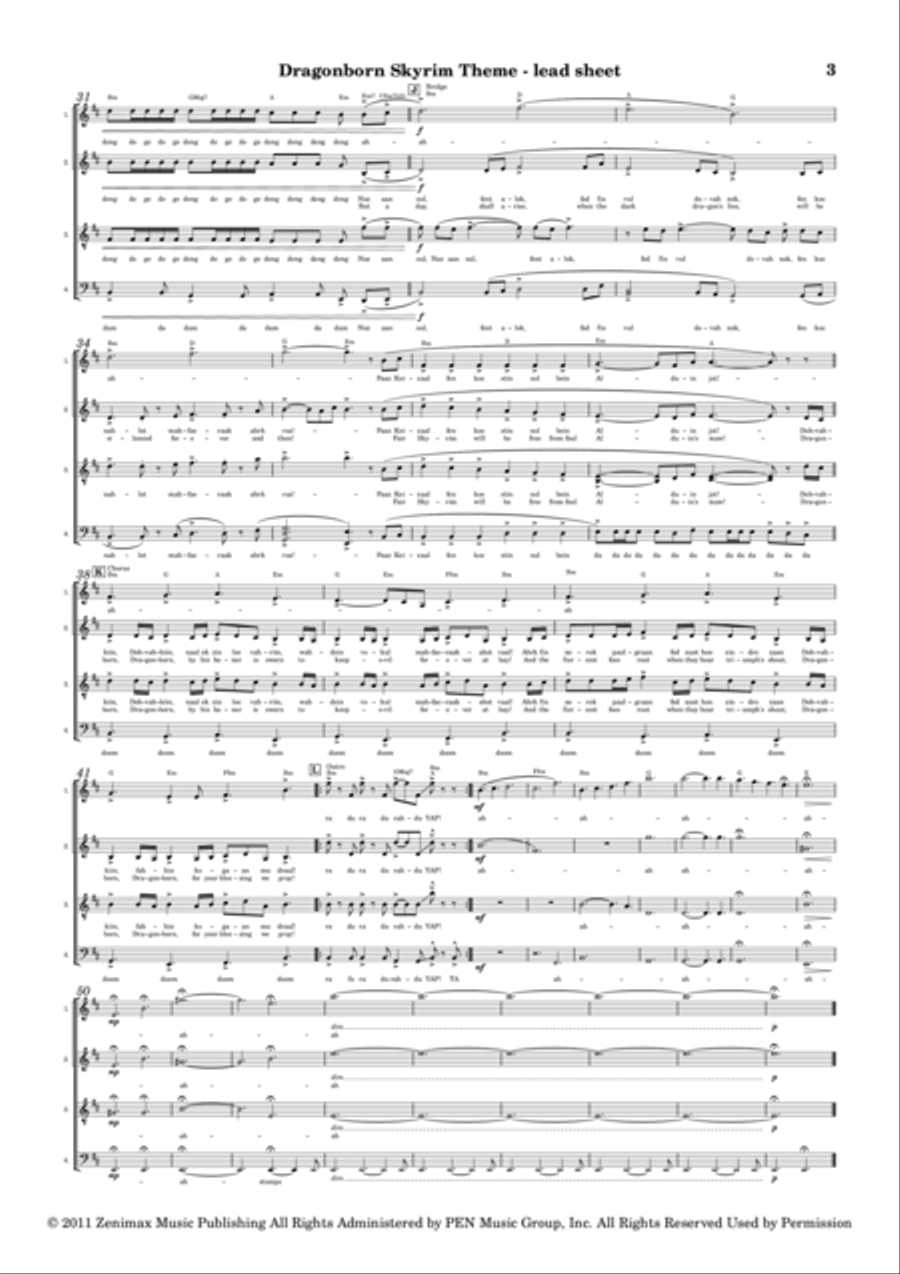 Dragonborn (skyrim Theme) 4-Part scores gallery preview page 3