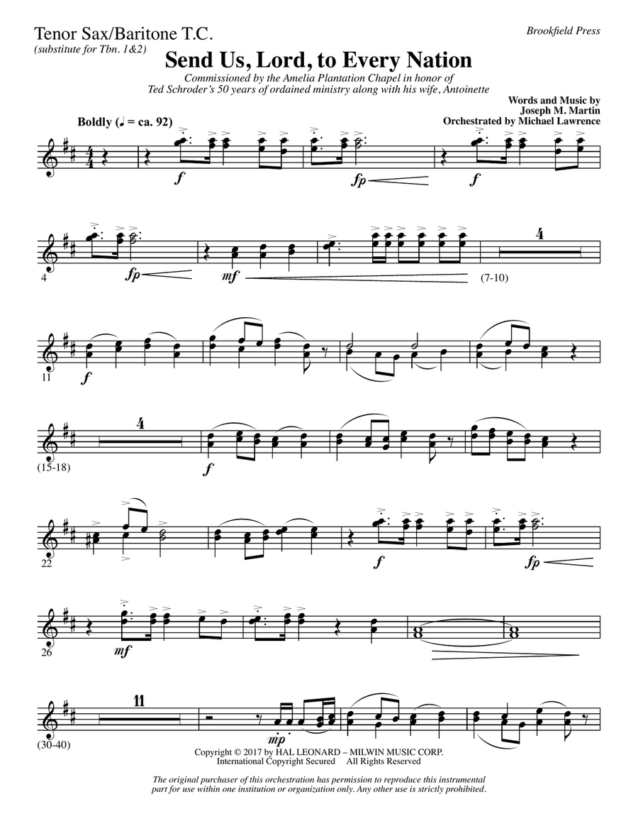 Send Us, Lord, to Every Nation - Tenor Sax/BariTC (sub Tbn 1-2)