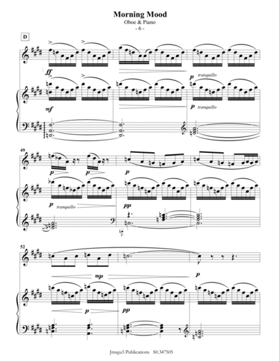 Grieg: Morning Mood from Peer Gynt Suite for Oboe & Piano Piano scores gallery preview page 6