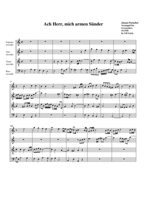 Ach Herr, mich armen Suender (no.1) (arrangement for 4 recorders)