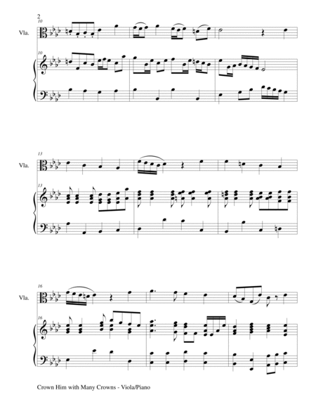 CROWN HIM WITH MANY CROWNS (Duet – Viola and Piano/Score and Parts) image number null