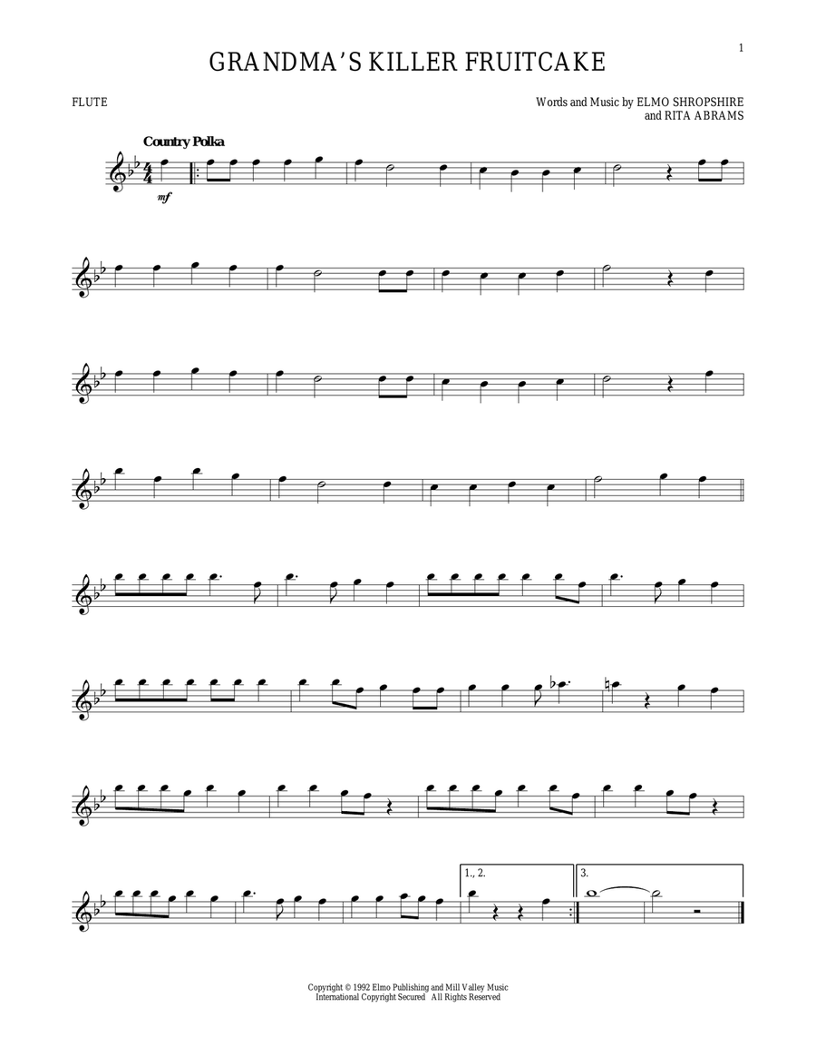 Grandma's Killer Fruitcake Flute Solo scores gallery preview page 1