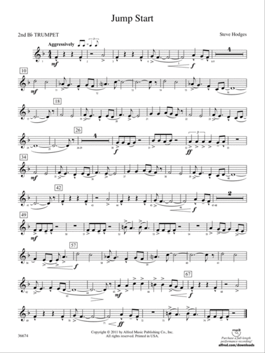 Jump Start: 2nd B-flat Trumpet Concert Band scores gallery preview page 1