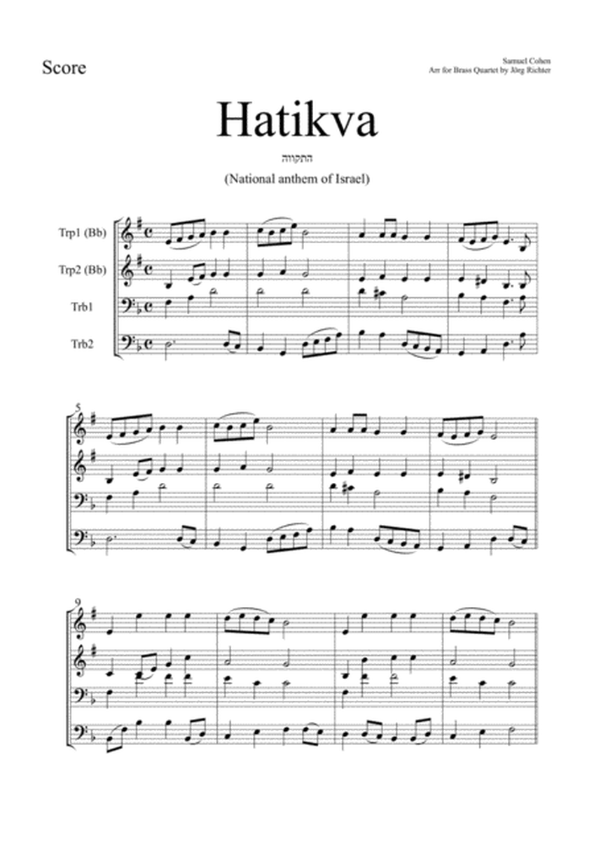 Hatikva (Nationalhymne Israels) für Blechbläser Quartett image number null