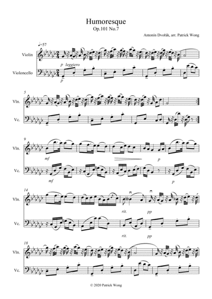 Dvorak - Humoresque Op.101 No.7 (Violin, Cello)