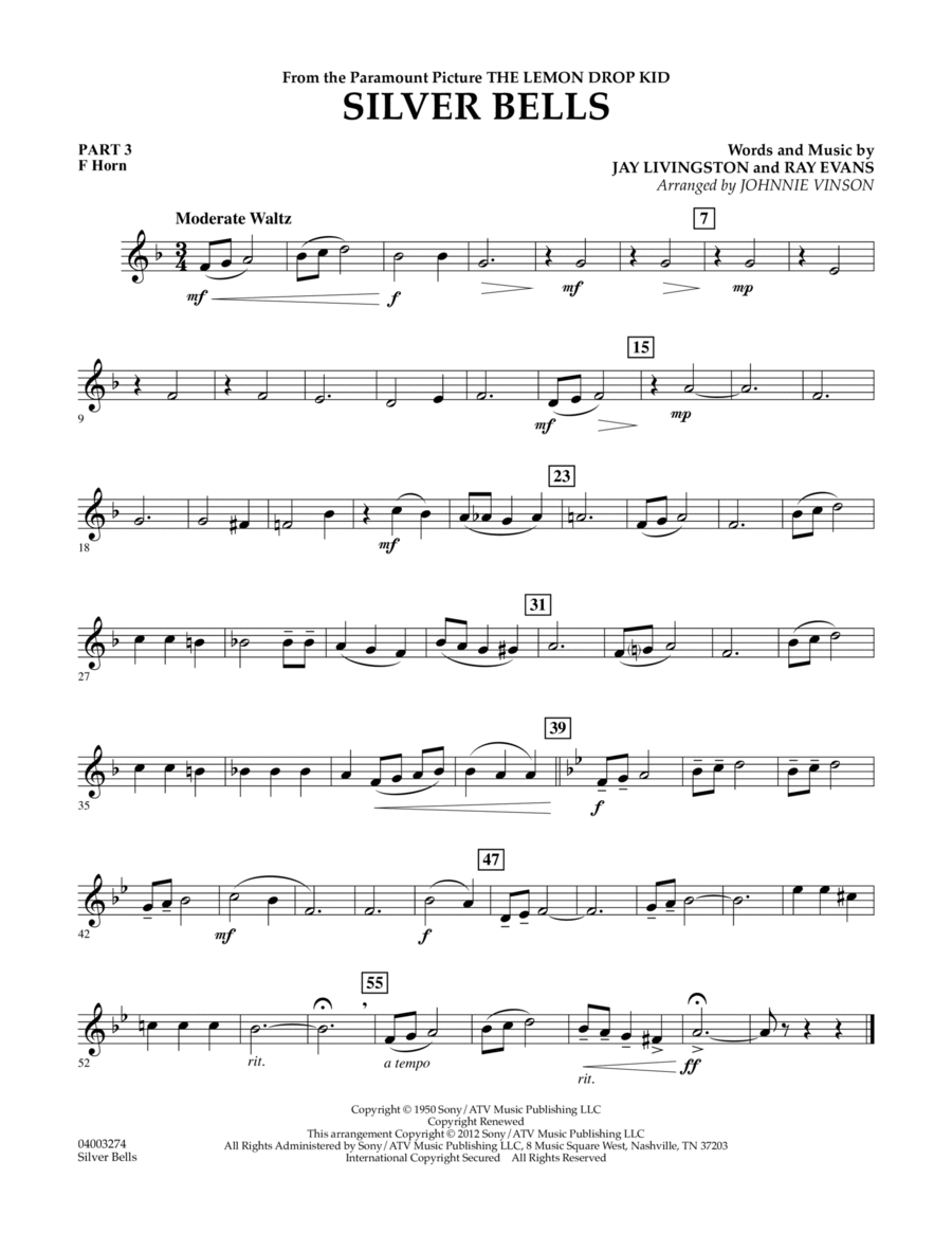 Silver Bells - Pt.3 - F Horn Concert Band scores gallery preview page 1