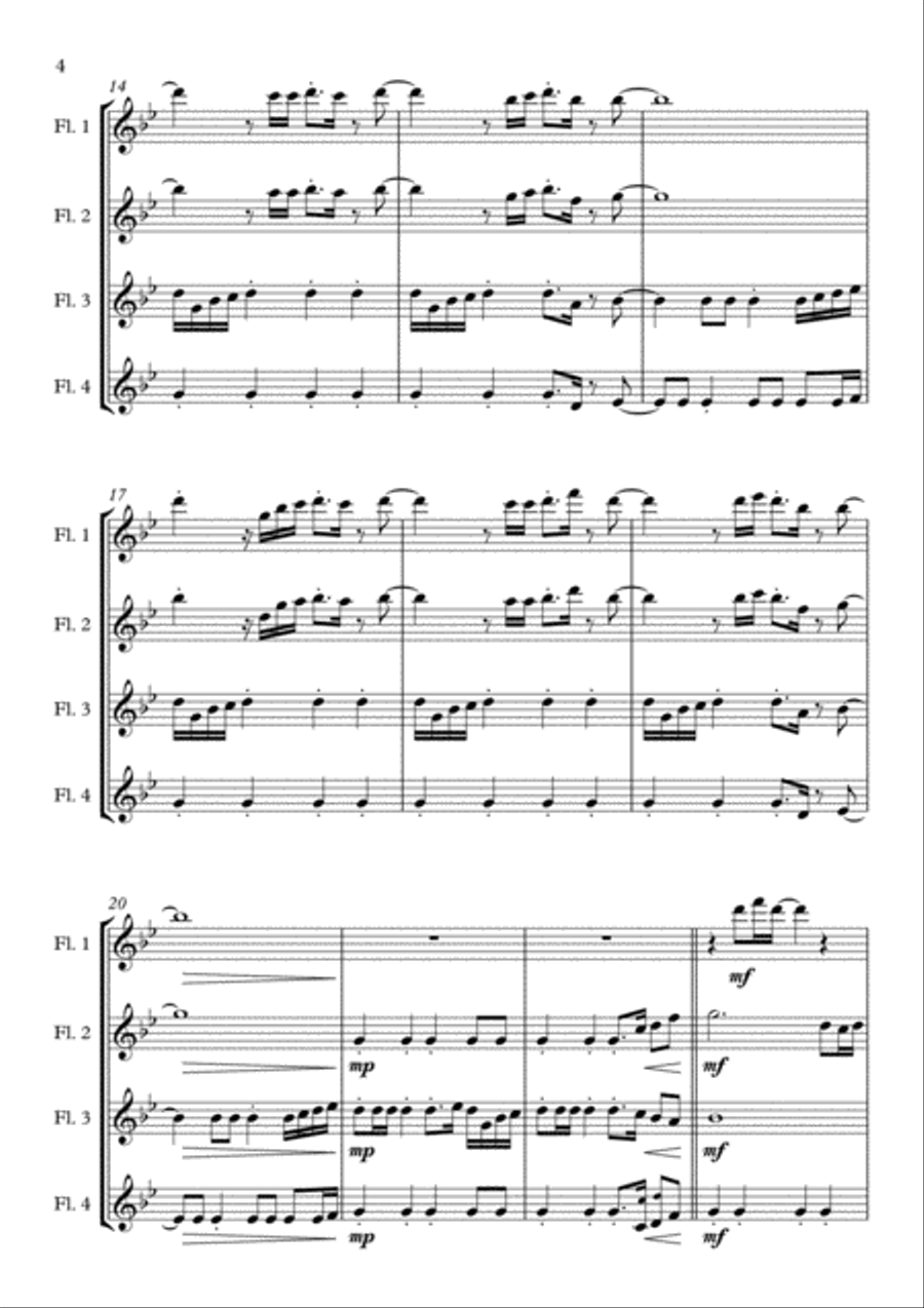 Eye Of The Tiger Eye Of The Tiger Flute Quartet scores gallery preview page 4