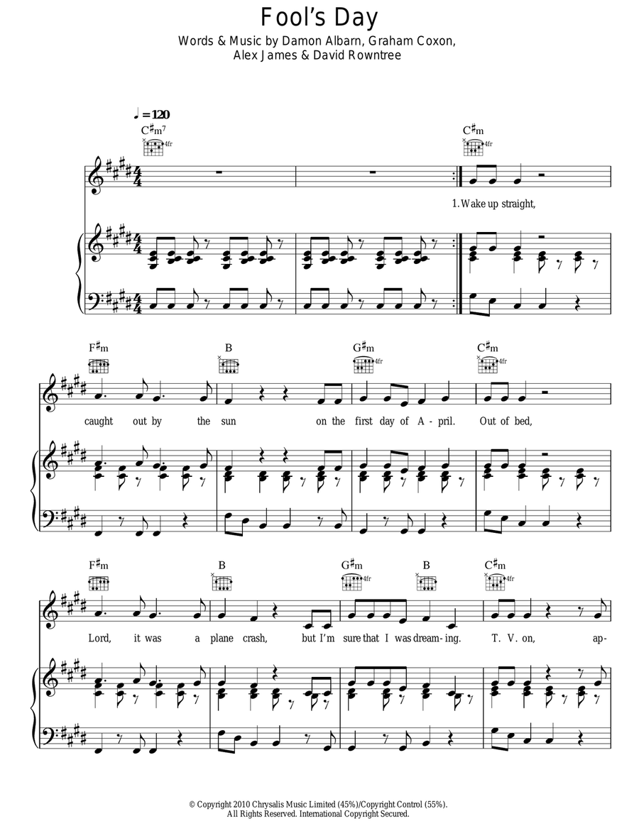 Fool's Day Fool's Day Acoustic Guitar scores gallery preview page 1
