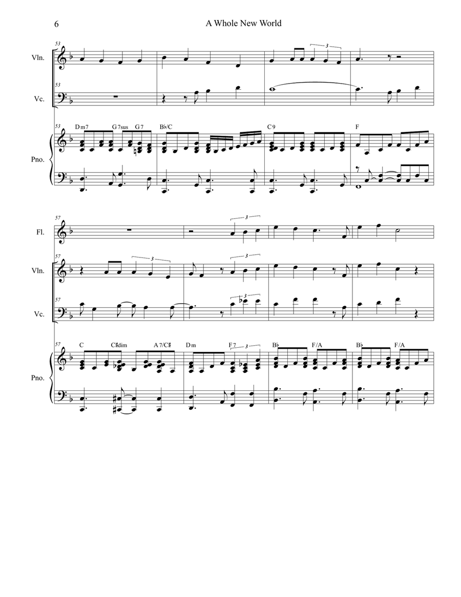 A Whole New World (from 'Aladdin') Piano Trio scores gallery preview page 6