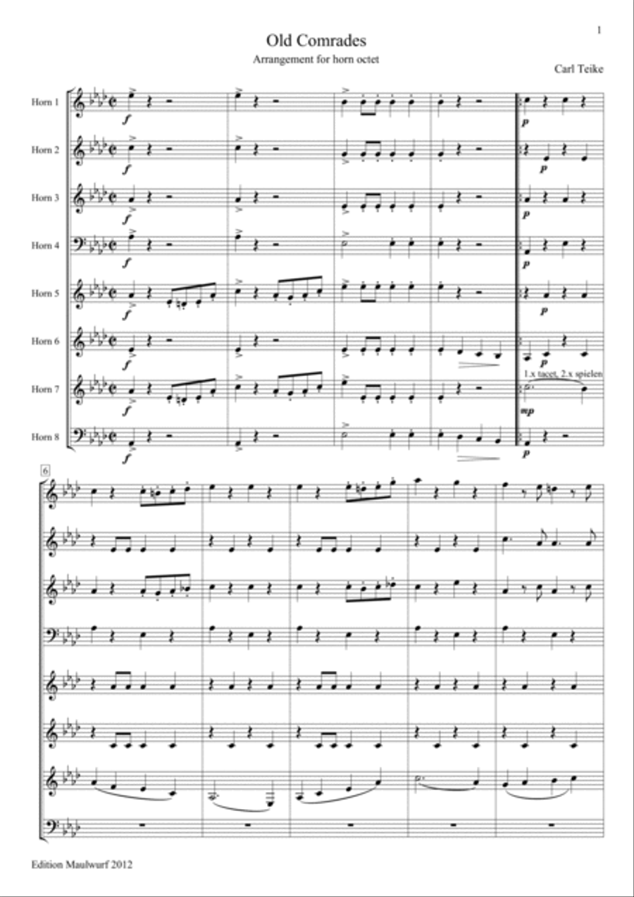 Old Comrades Old Comrades Horn scores gallery preview page 3