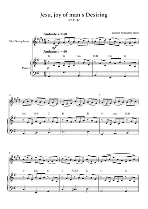 Jesu, Joy of Man's Desiring for Alto Sax and Piano (Arpeggios With Chords) - Score and Parts