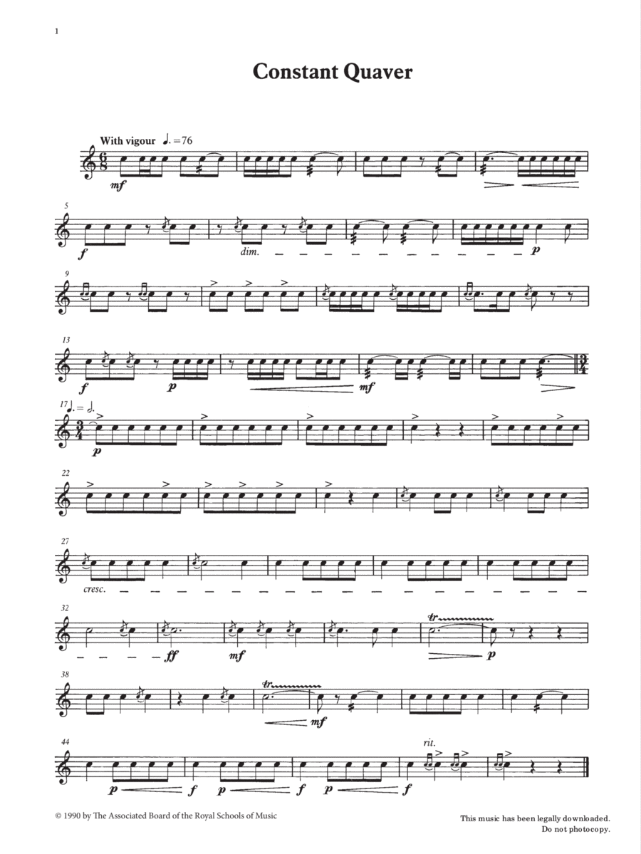 Constant Quaver from Graded Music for Snare Drum, Book II Percussion scores gallery preview page 1