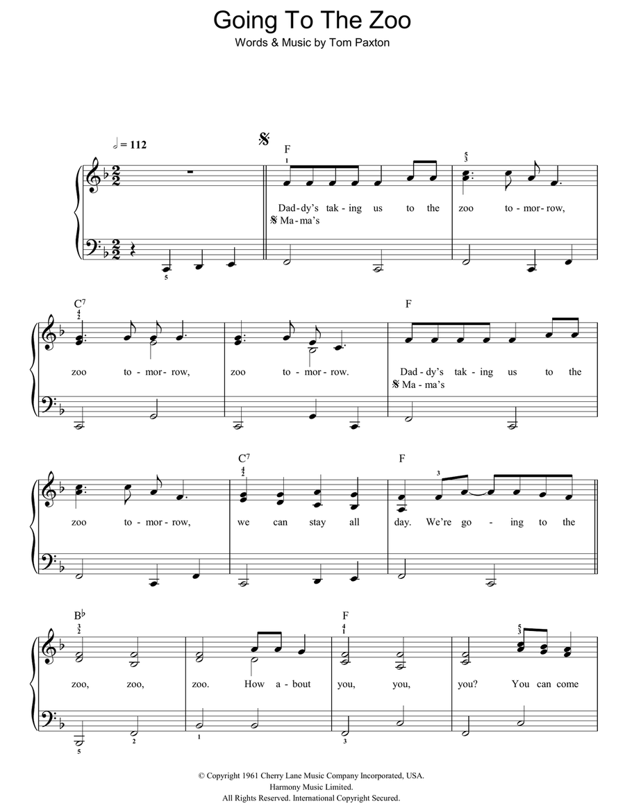 Going To The Zoo Easy Piano scores gallery preview page 1