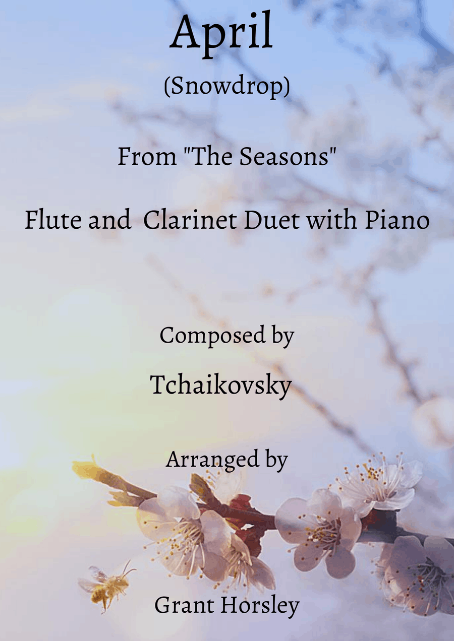 April (Snowdrop)-Tchaikovsky- Flute and Clarinet Duet with Piano-Intermediate Woodwind Duet scores gallery preview page 1