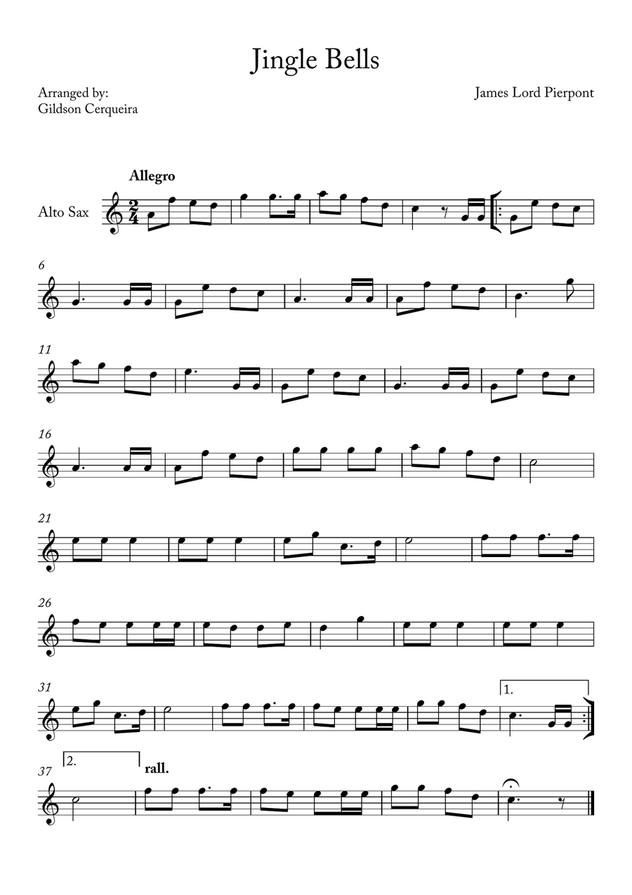 Jingle Bells Alto Saxophone scores gallery preview page 1