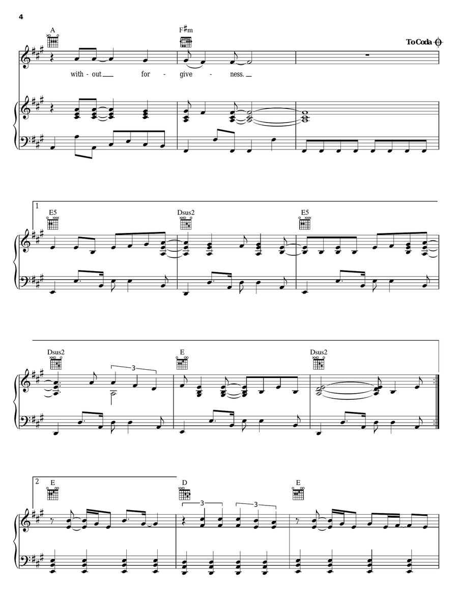 Forgiveness Piano, Vocal, Guitar scores gallery preview page 4