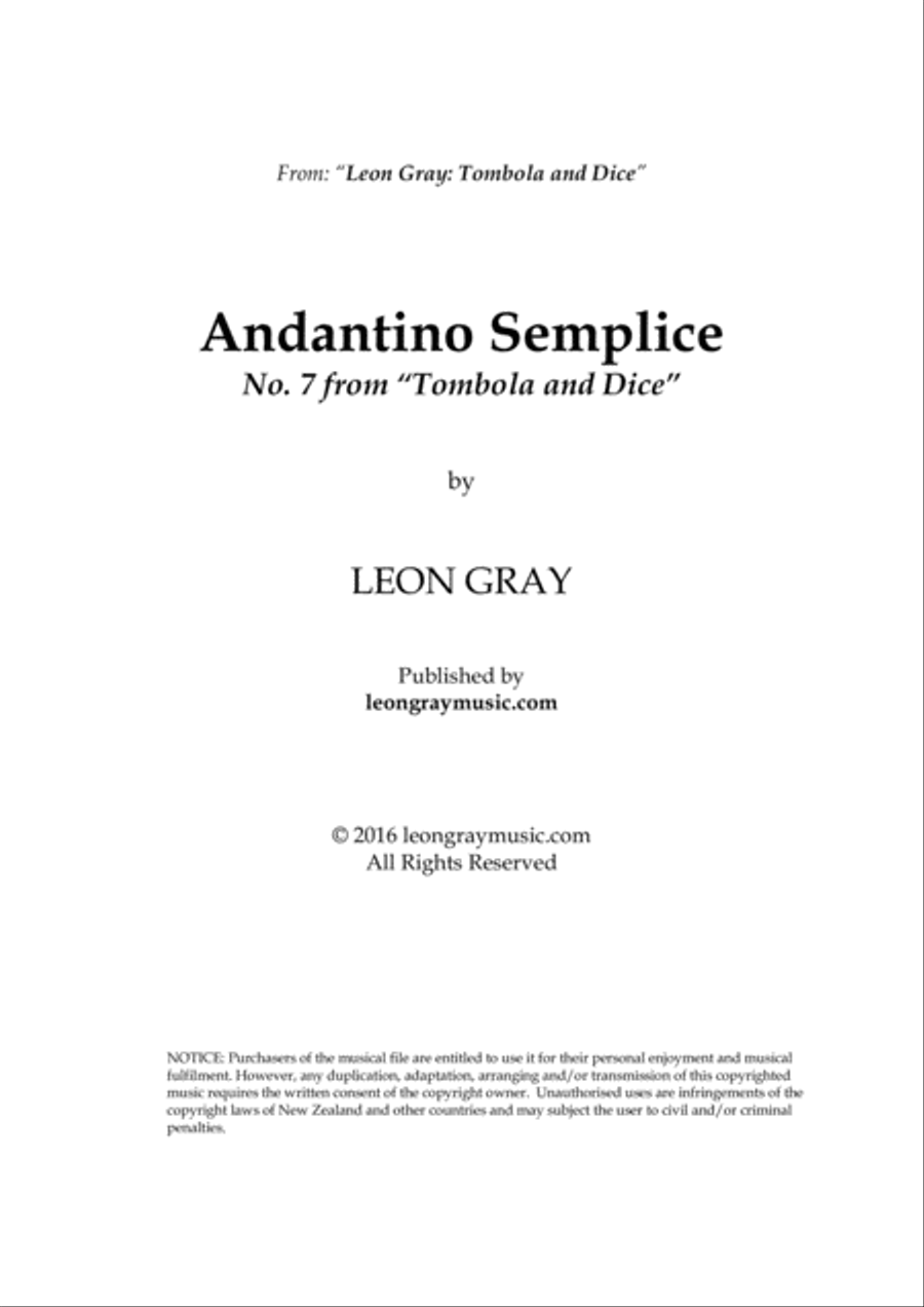 Andantino Semplice, Tombola and Dice (No. 7), Leon Gray