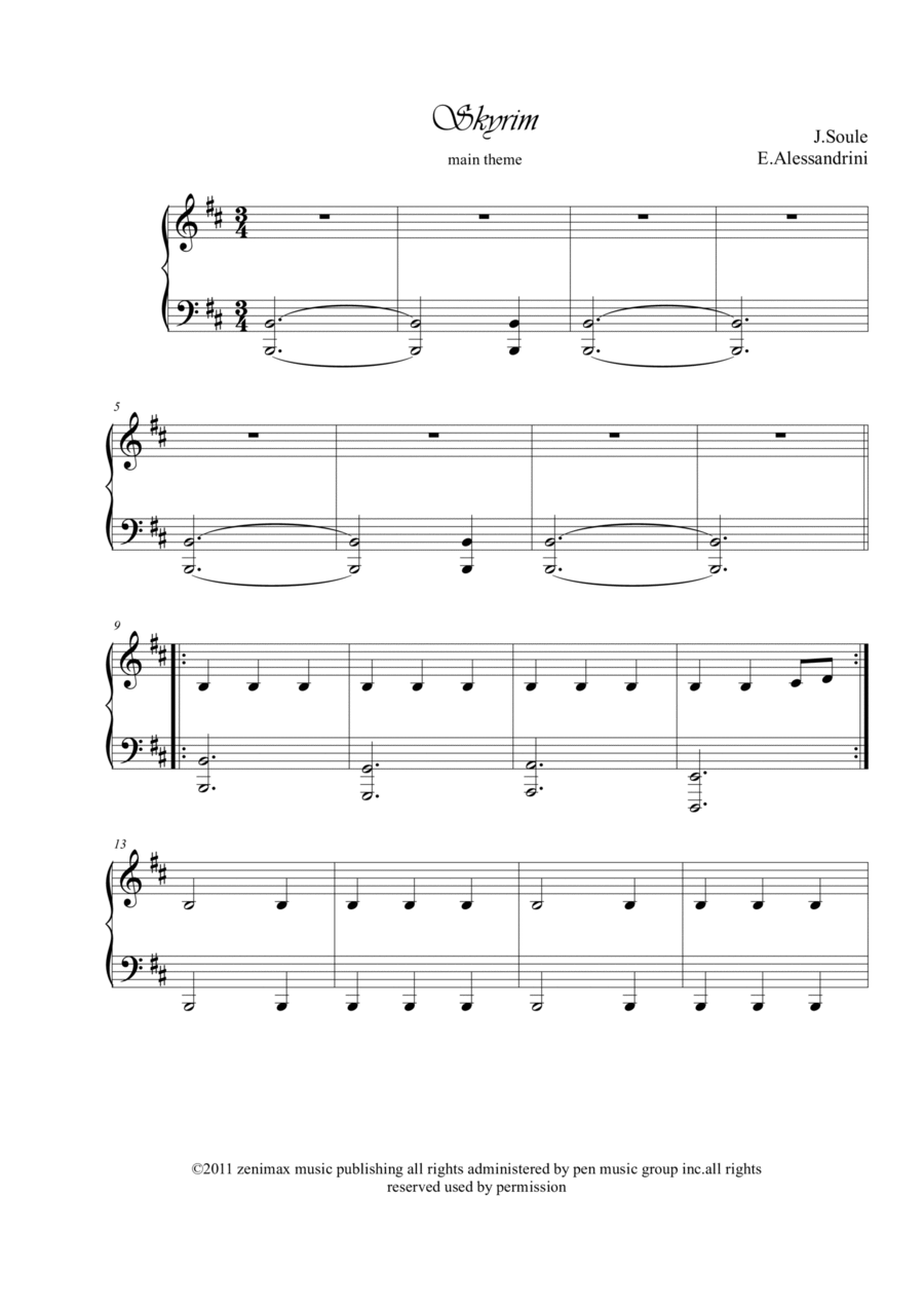 Dragonborn (skyrim Theme) Dragonborn (skyrim Theme) Easy Piano scores gallery preview page 1
