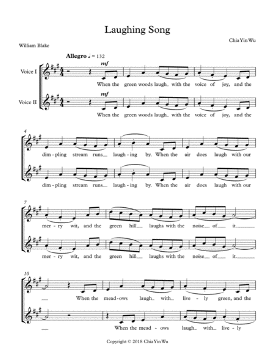 Three Songs of William Blake (Two Part Treble Voices and Piano) image number null