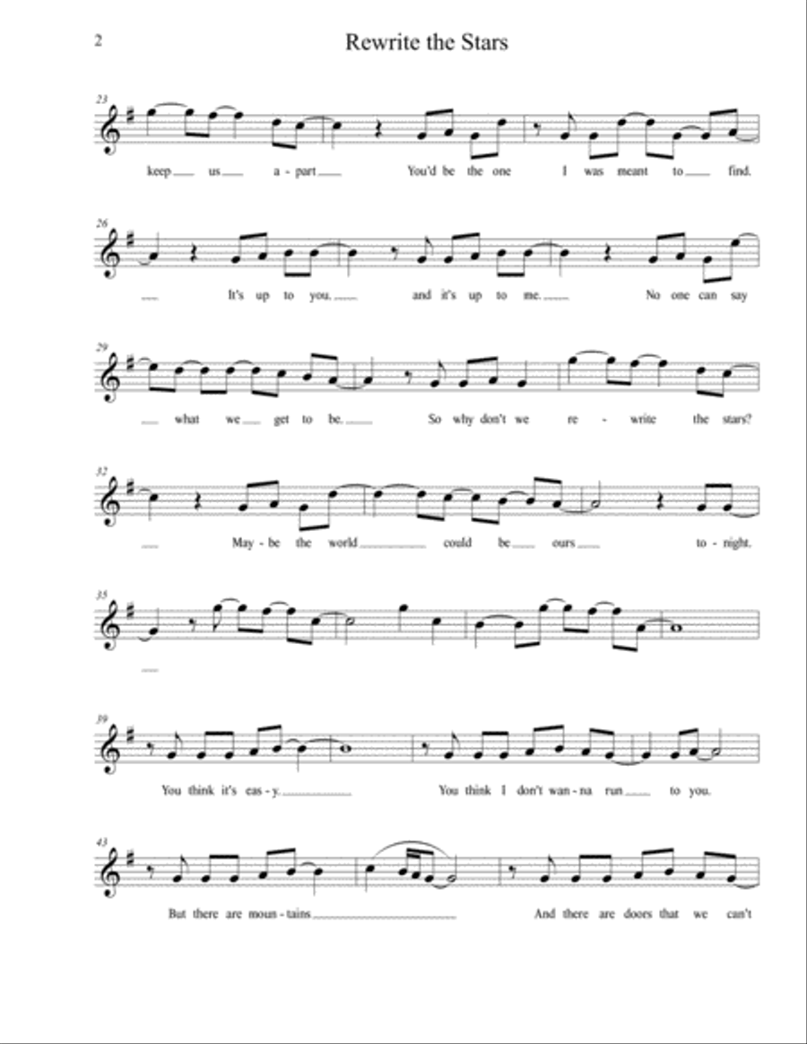 Rewrite The Stars Rewrite The Stars Clarinet Solo scores gallery preview page 3