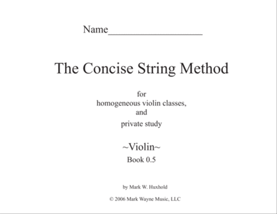 The Concise String Method- Violin Book 0.5