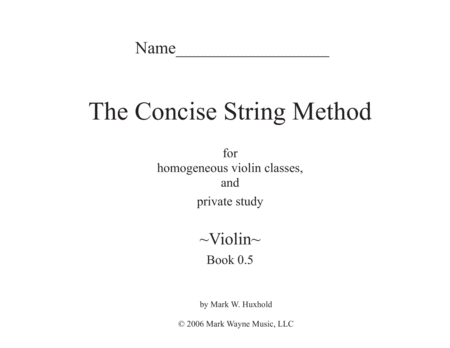 The Concise String Method- Violin Book 0.5
