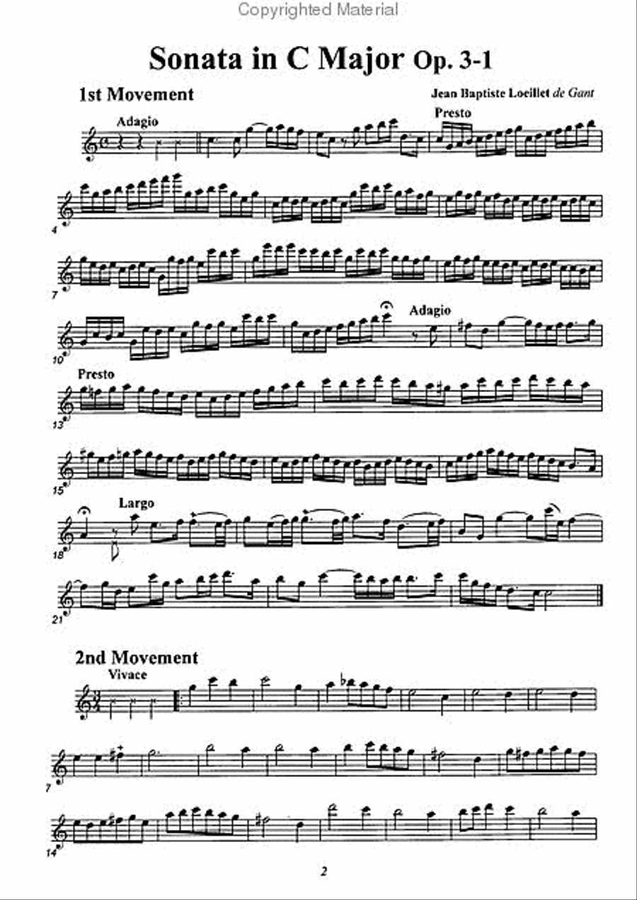 Sonata in C Major, Op. 3-1 Alto Recorder scores gallery preview page 2