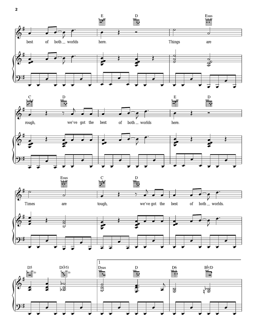 Best Of Both Worlds Best Of Both Worlds Piano, Vocal, Guitar scores gallery preview page 2