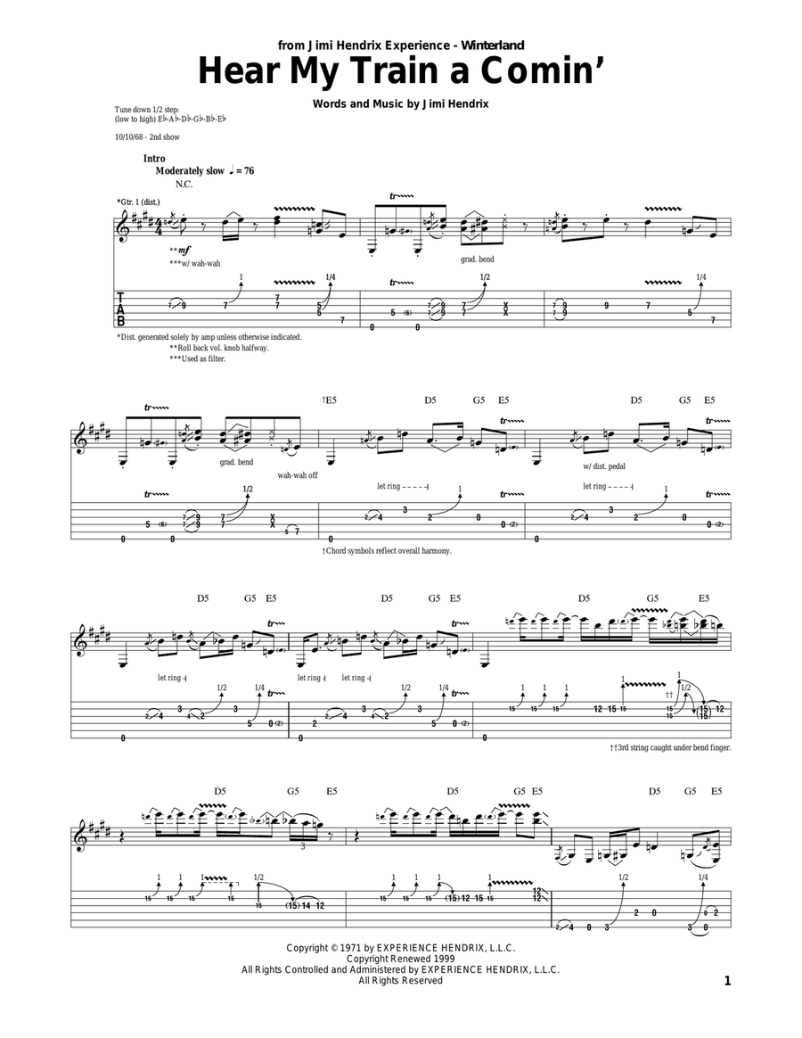 Hear My Train A Comin' Acoustic Guitar scores gallery preview page 1