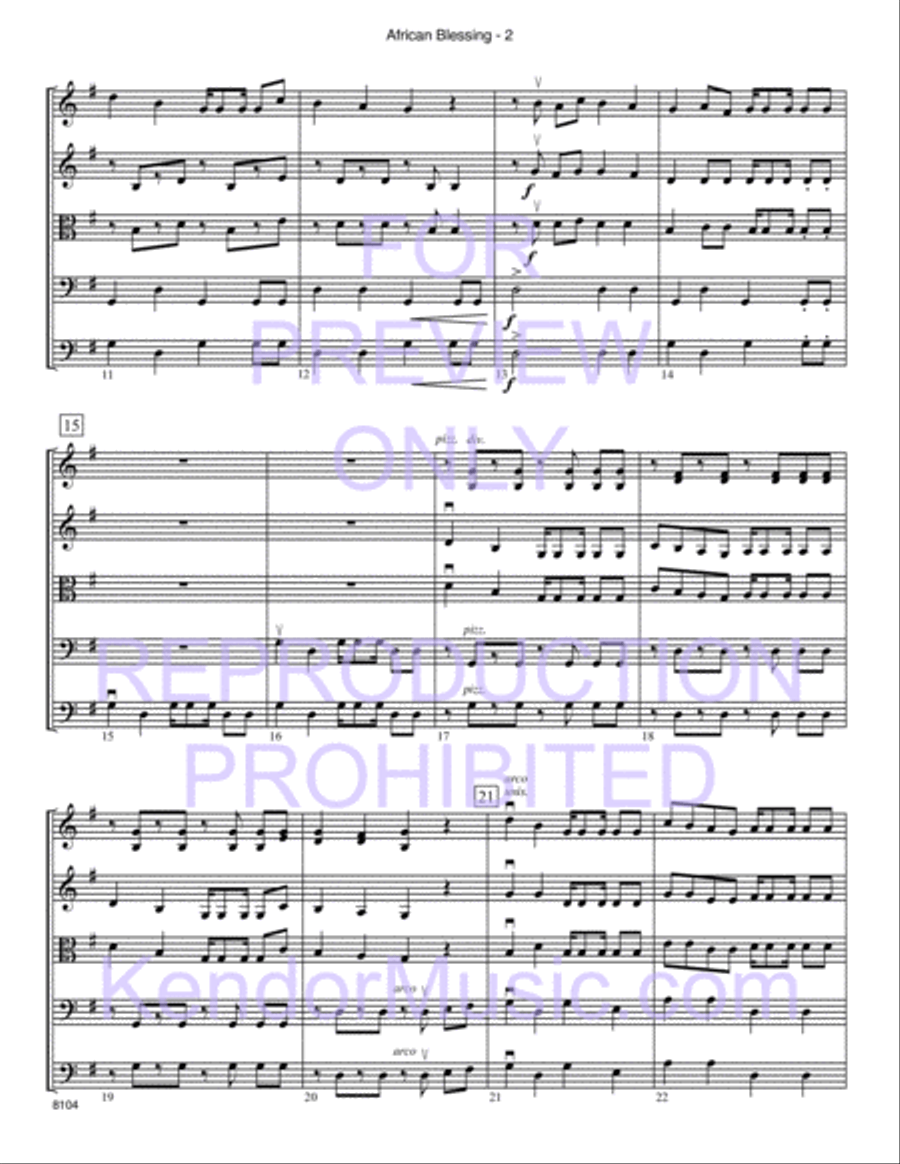 African Blessing (Bwana Awabariki) String Orchestra scores gallery preview page 3