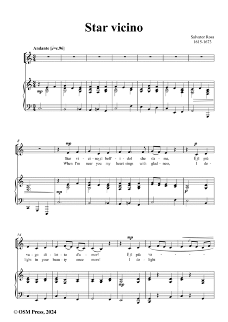 S. Rosa-Star vicino,Ver. II,in C Major Voice scores gallery preview page 2