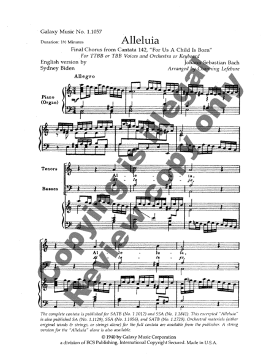 Alleluia from For Us a Child is Born (Choral Score) TTBB scores gallery preview page 3