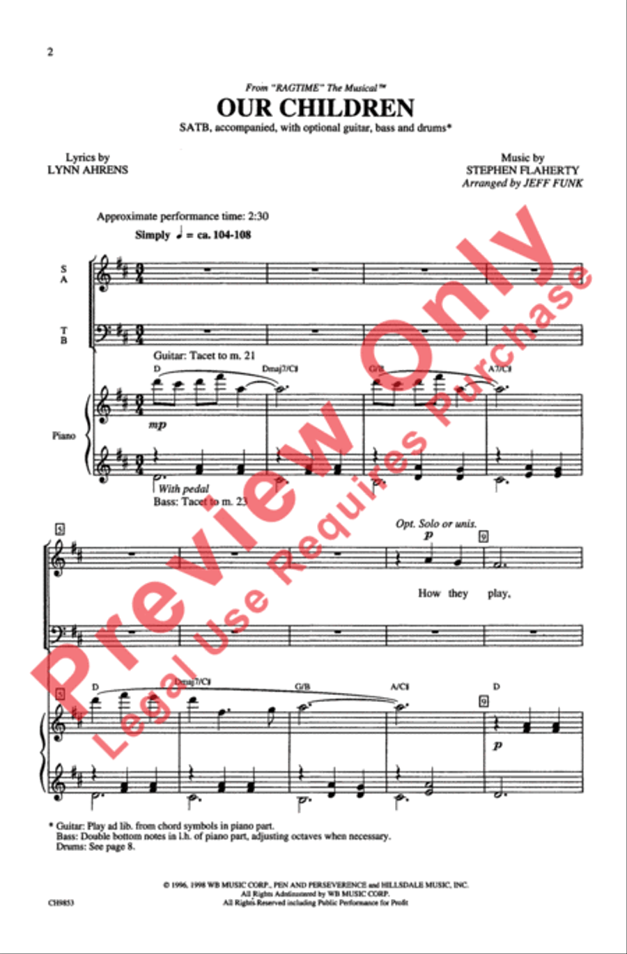 Our Children (from Ragtime The Musical) 4-Part scores gallery preview page 2