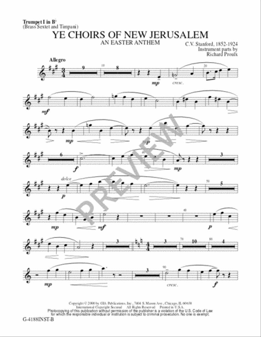 Ye Choirs of New Jerusalem - Brass Sextet edition