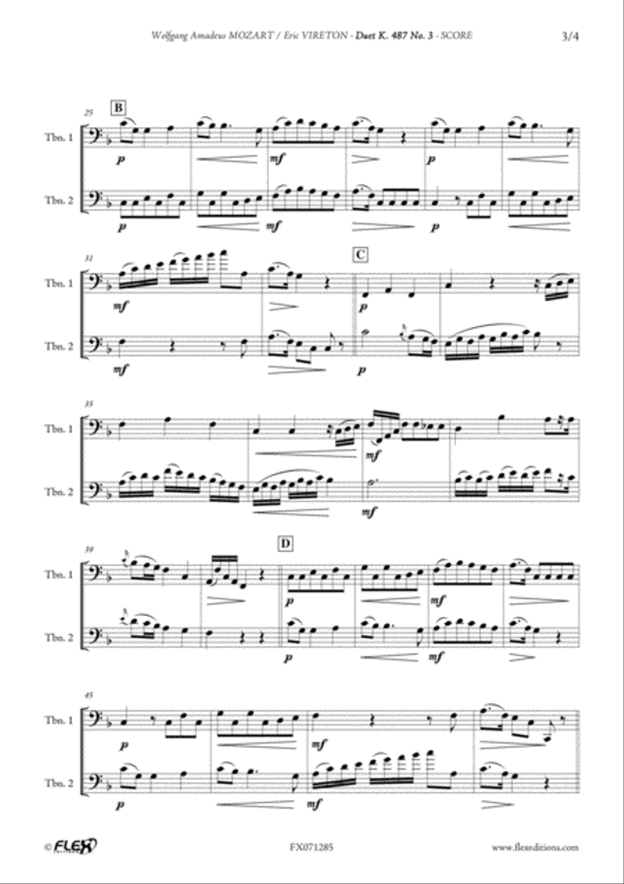 Duet K.487 No. 3 Trombone Duet scores gallery preview page 3