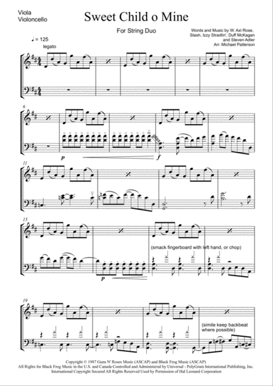 Sweet Child O' Mine String Duet scores gallery preview page 1