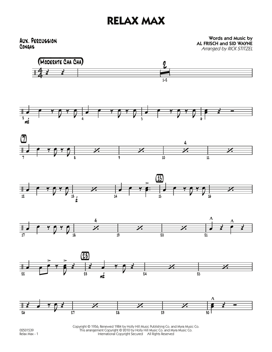 Relax Max (arr. Rick Stitzel) - Aux Percussion