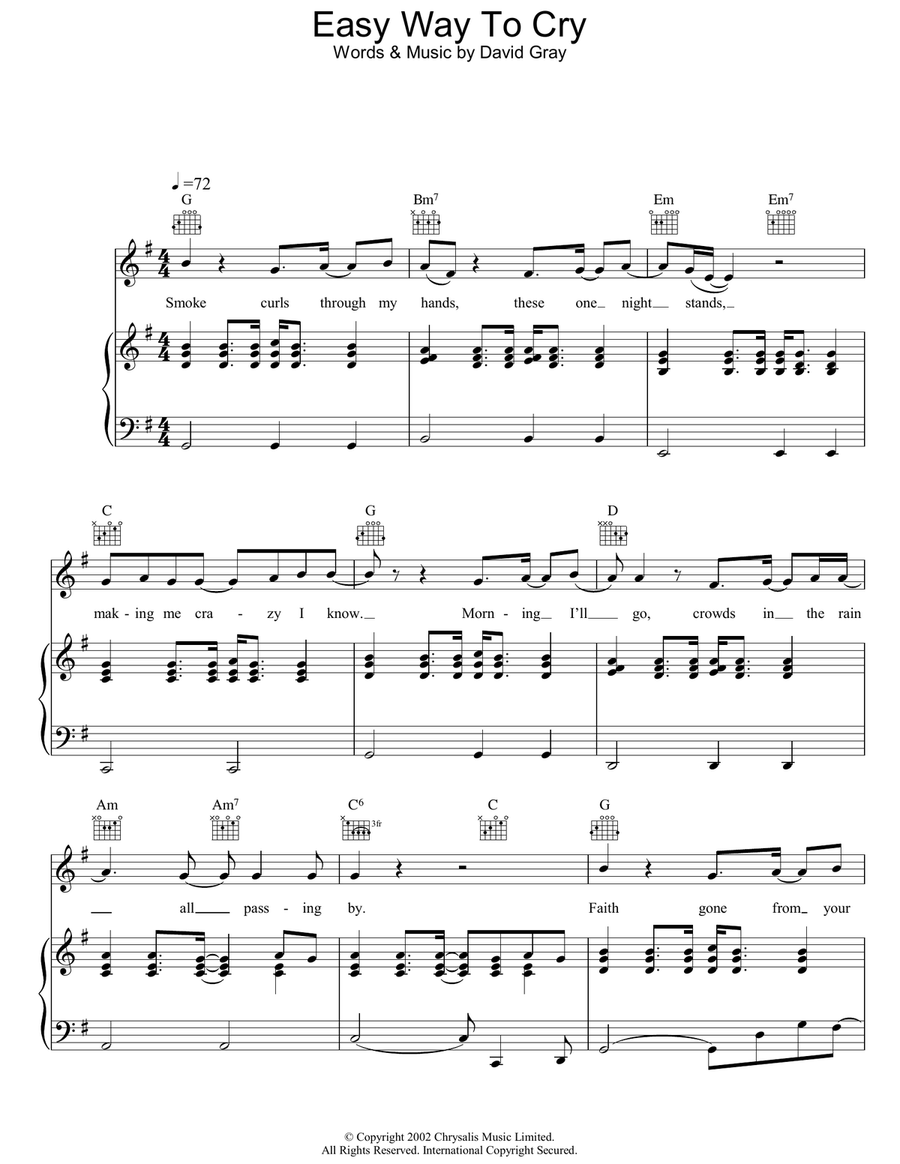 Easy Way To Cry Easy Way To Cry Piano, Vocal, Guitar scores gallery preview page 1