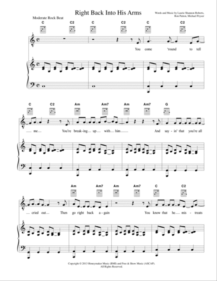 Right Back Into His Arms Right Back Into His Arms Piano, Vocal, Guitar scores gallery preview page 2