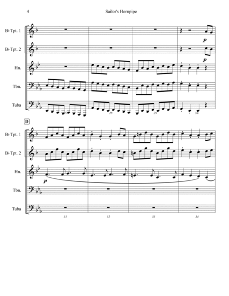 Sailor's Hornpipe Brass Ensemble scores gallery preview page 6