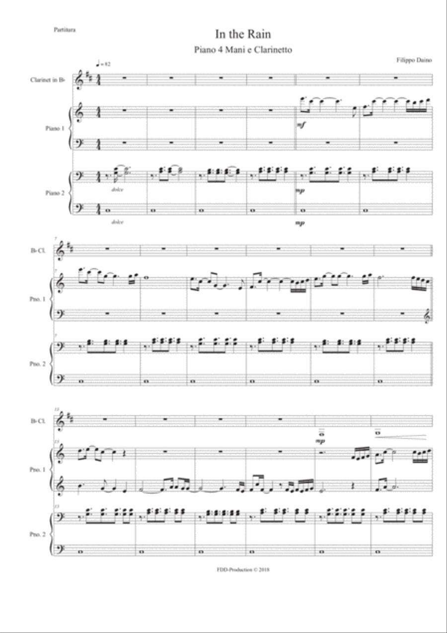 In the rain - Pf 4m & Cl In the rain - Pf 4m & Cl Woodwind Duet scores gallery preview page 1