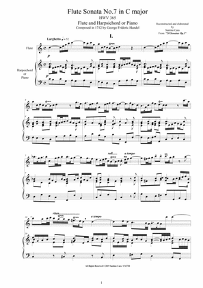 Handel - Flute Sonata No.7 in C major Op.1 HWV 365 for Flute and Harpsichord or Piano
