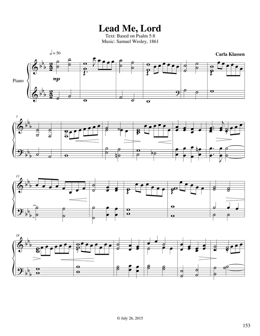 Lead Me, Lord Piano Solo scores gallery preview page 1