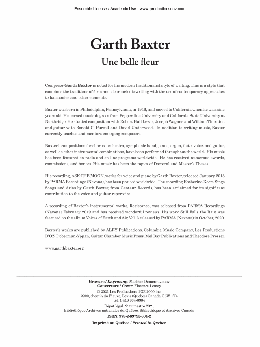 Une belle fleur Flute scores gallery preview page 1